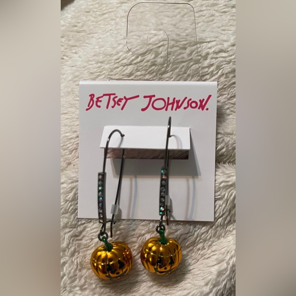 Betsey Johnson Pumpkin bling dangle earrings